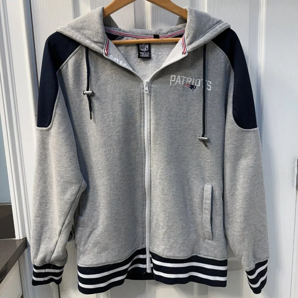 New England Patriots Throwback Lined Full Zip Hoodie Sweatshirt NFL Size Medium - Picture 8 of 8
